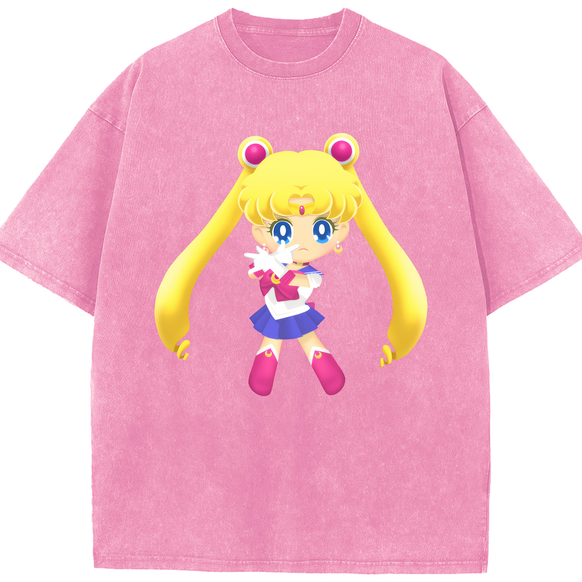 （画像用） 美少女戦士セーラームーン 月野 うさぎ つきの うさぎ Sailor Moon Tsukino Usagi 綿100% ヴィンテージ風 半袖Tシャツ（フロントプリント）